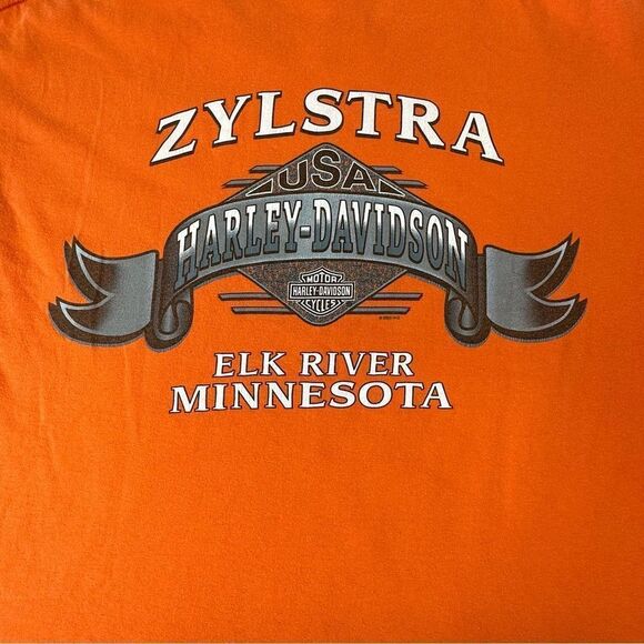 HARLEY-DAVIDSON Motorcycles Orange ZYLSTRA Tshirt Men’s Size Large - Picture 5 of 11